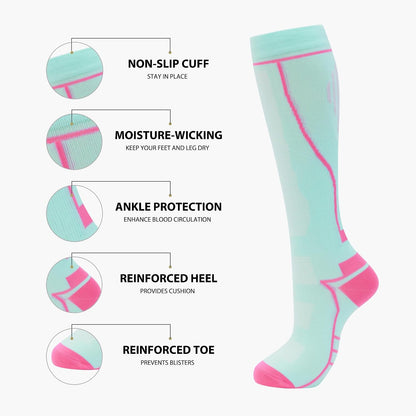Compression Socks for Women Men Circulation Knee High 8 Pairs for Nurses, Running, Travel, Athletic