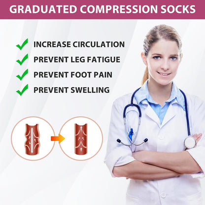 Compression Socks for Women Men Circulation Knee High 8 Pairs for Nurses, Running, Travel, Athletic