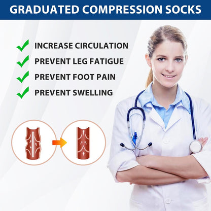 Compression Socks for Women Men Circulation Knee High 8 Pairs for Nurses, Running, Travel, Athletic