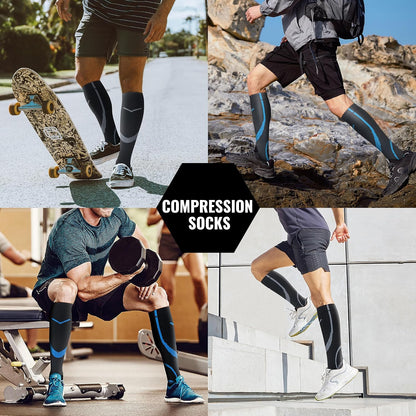 Compression Socks for Women Men Circulation Knee High 8 Pairs for Nurses, Running, Travel, Athletic