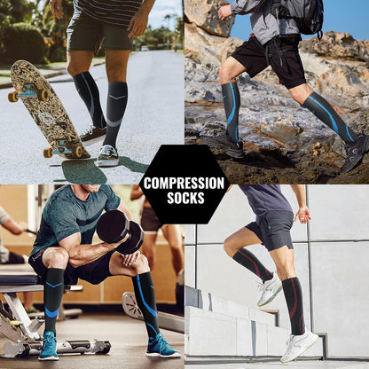 Compression Socks for Women Men Circulation Knee High 8 Pairs for Nurses, Running, Travel, Athletic