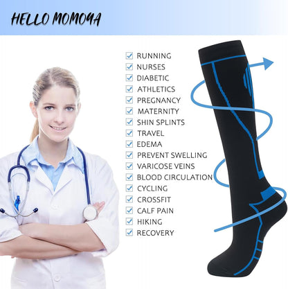 Compression Socks for Women Men Circulation Knee High 8 Pairs for Nurses, Running, Travel, Athletic