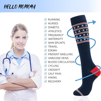 Compression Socks for Women Men Circulation Knee High 8 Pairs for Nurses, Running, Travel, Athletic