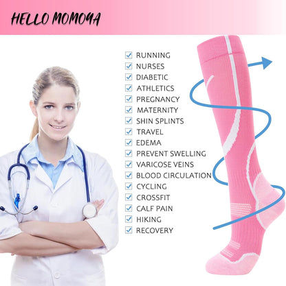 Compression Socks for Women Men Circulation Knee High 8 Pairs for Nurses, Running, Travel, Athletic