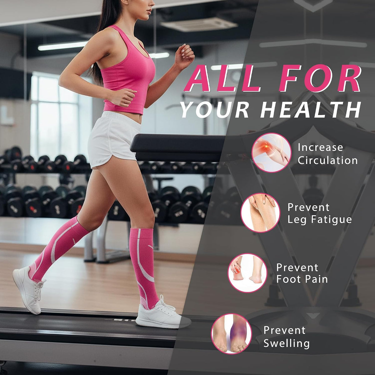 Compression Socks for Women Men Circulation Knee High 8 Pairs for Nurses, Running, Travel, Athletic