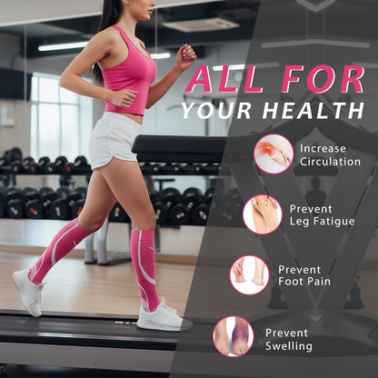 Compression Socks for Women Men Circulation Knee High 8 Pairs for Nurses, Running, Travel, Athletic
