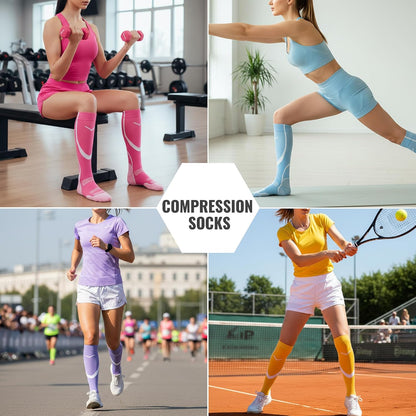 Compression Socks for Women Men Circulation Knee High 8 Pairs for Nurses, Running, Travel, Athletic