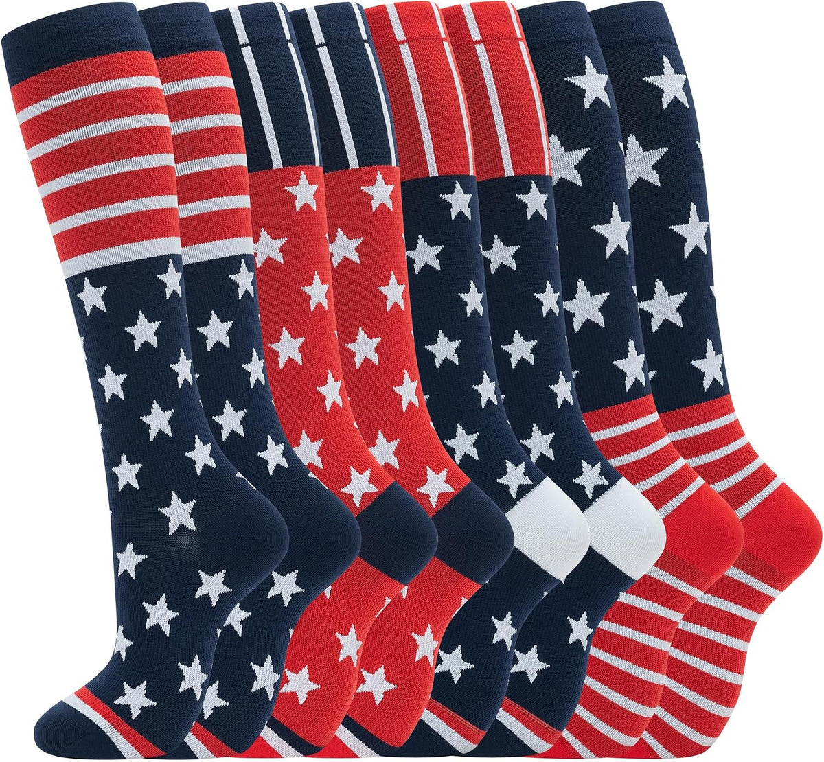 Compression Socks for Women Men Circulation Knee High 8 Pairs for Nurses, Running, Travel, Athletic