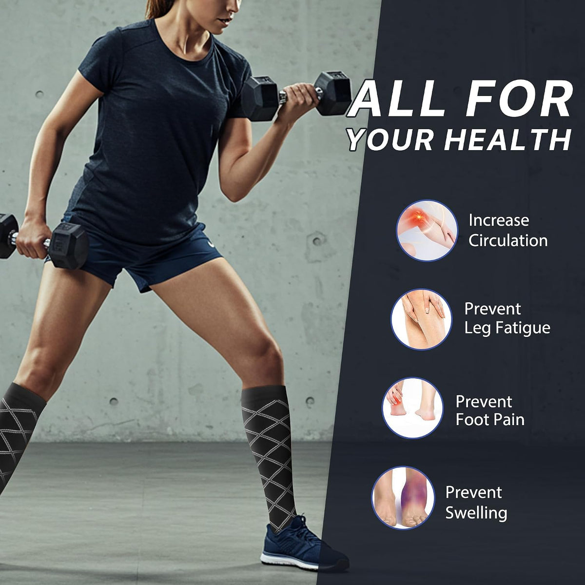 Compression Socks for Women Men Circulation Knee High 8 Pairs for Nurses, Running, Travel, Athletic