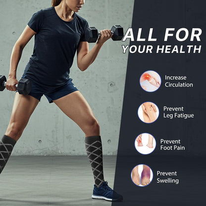 Compression Socks for Women Men Circulation Knee High 8 Pairs for Nurses, Running, Travel, Athletic