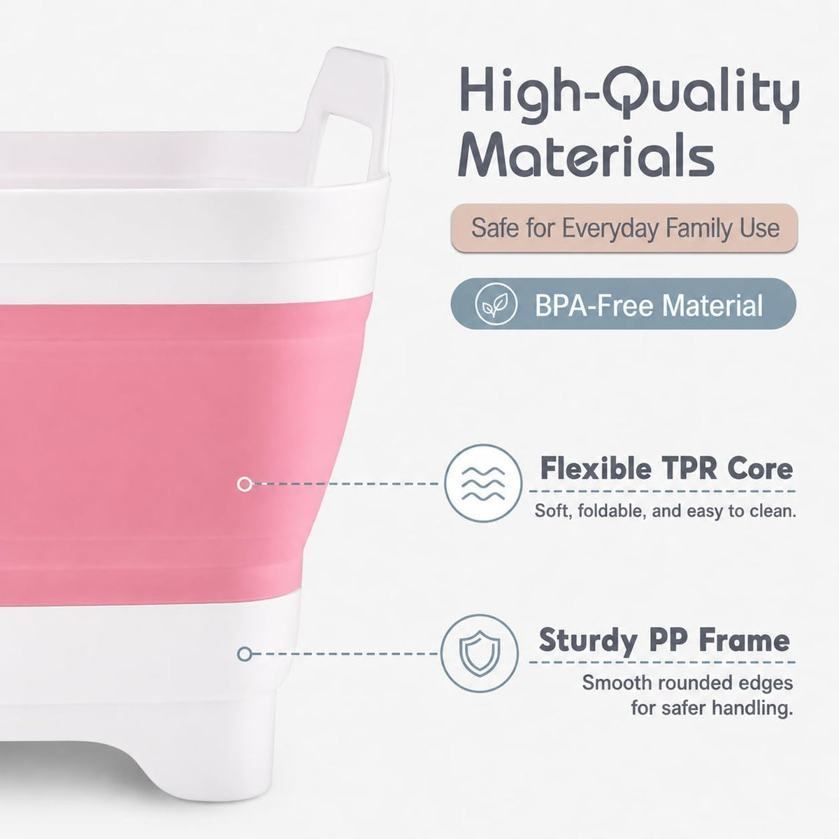 Collapsible Dish Basin with Drain Plug, Foldable Wash Basin 2.4 Gal (9L)