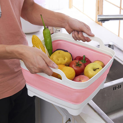 Collapsible Dish Basin with Drain Plug, Foldable Wash Basin 2.4 Gal (9L)