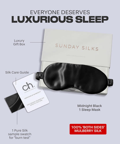 SUNDAYSILKS™ Exclusive Mulberry Silk Sleep Mask | Soft Eye Covers, Blackout Sleeping Mask for Women & Men | Silk Eye Mask for Sleep, Travel, and Relaxation | Antifaz para Dormir [Nude Champagne]
