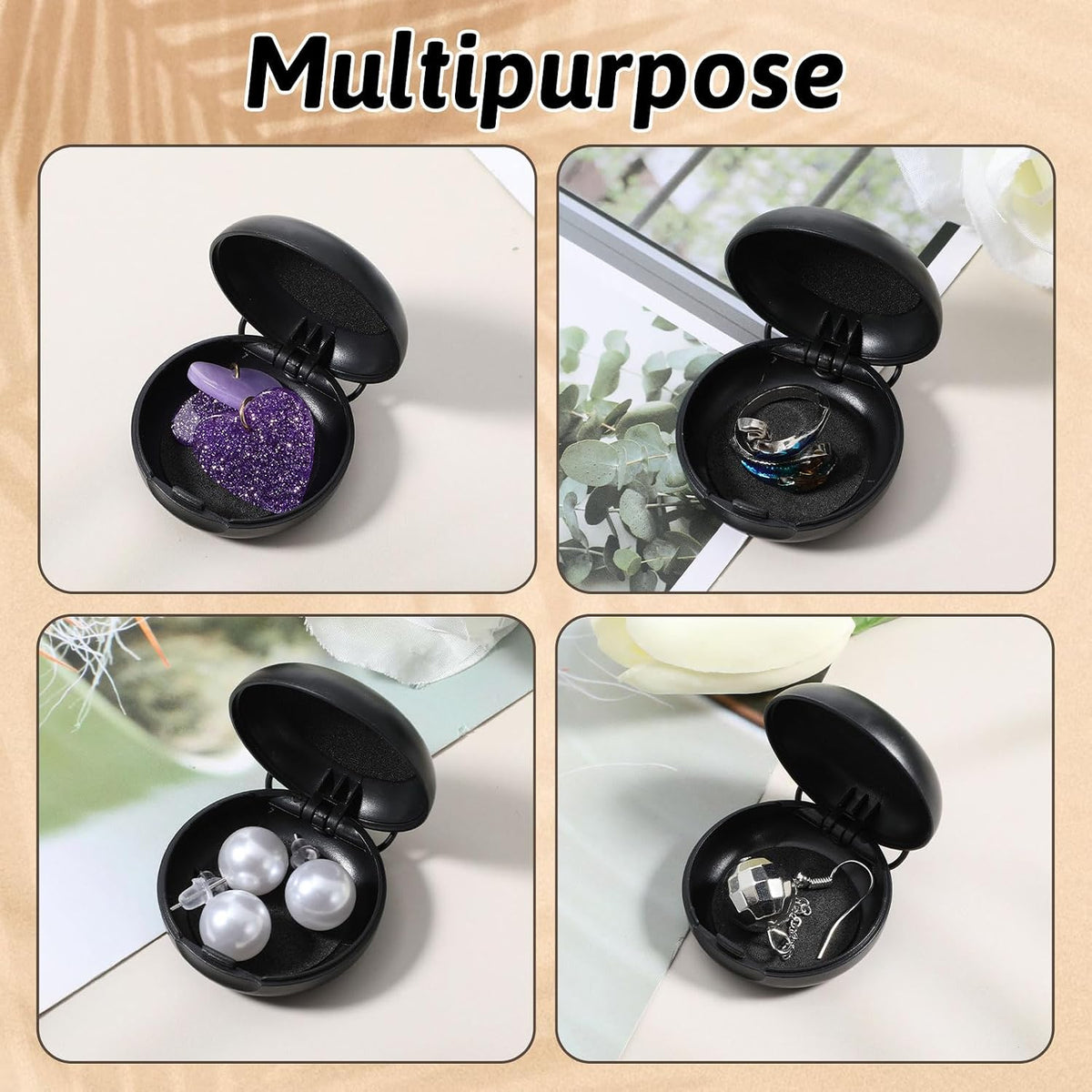 4PCS Earplug Cases, Ear Plug Cases, Earplug Case, Earplugs Holder, Portable Mini Storage Case, Round Potable Ear Plug Holder Suitable for Business Trip, Outdoor Activities, Small Accessories (Black)