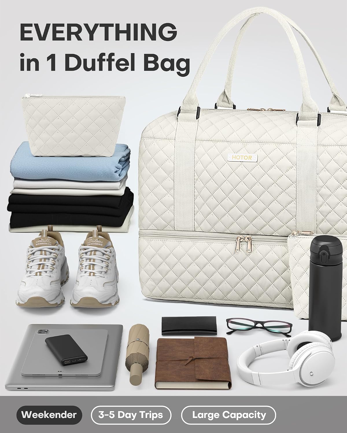 Travel Duffel Bag - Weekender Bags for Women, Carry On Gym Tote Bags