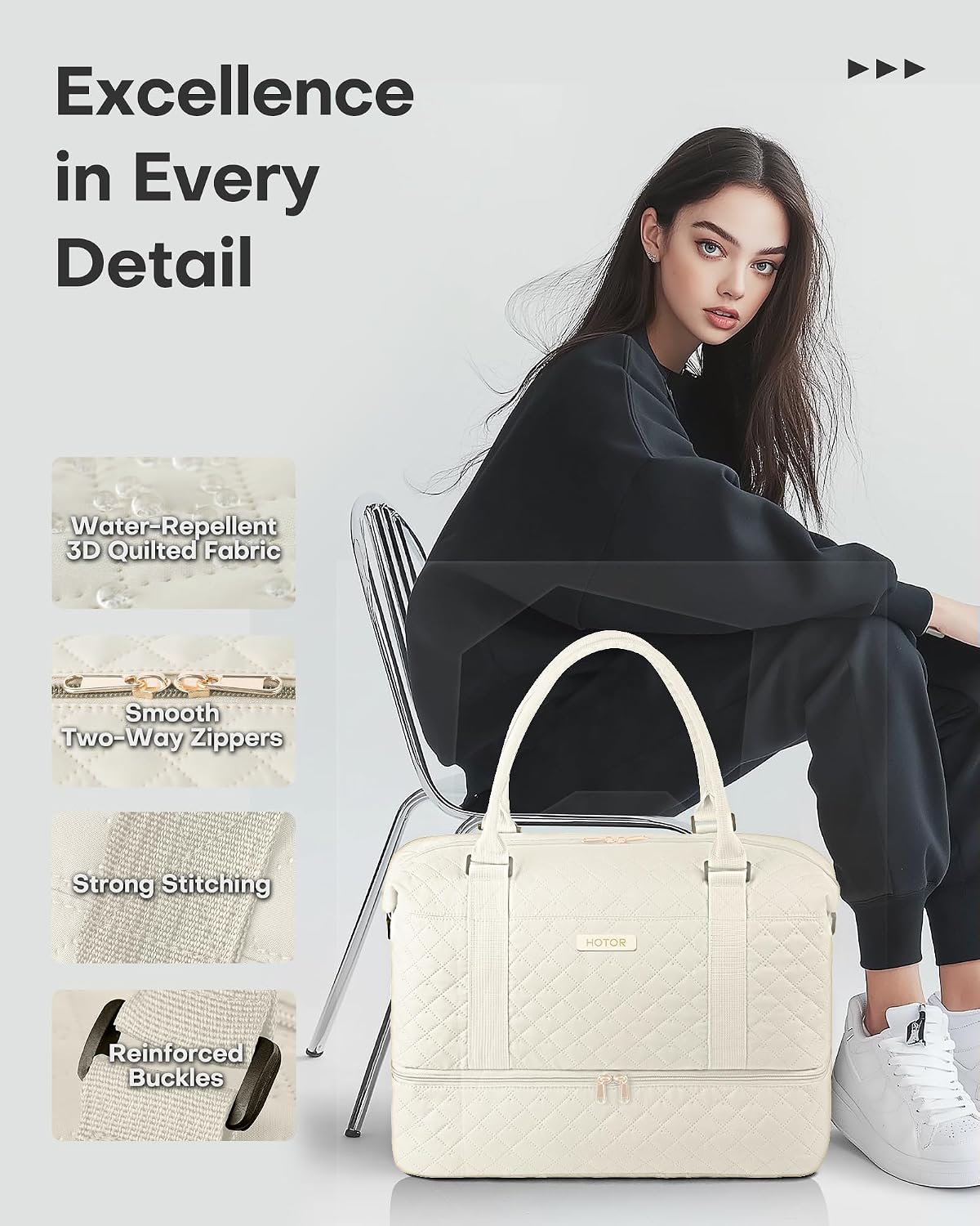 Travel Duffel Bag - Weekender Bags for Women, Carry On Gym Tote Bags