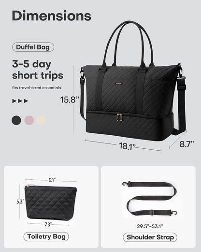 Travel Duffel Bag - Weekender Bags for Women, Carry On Gym Tote Bags