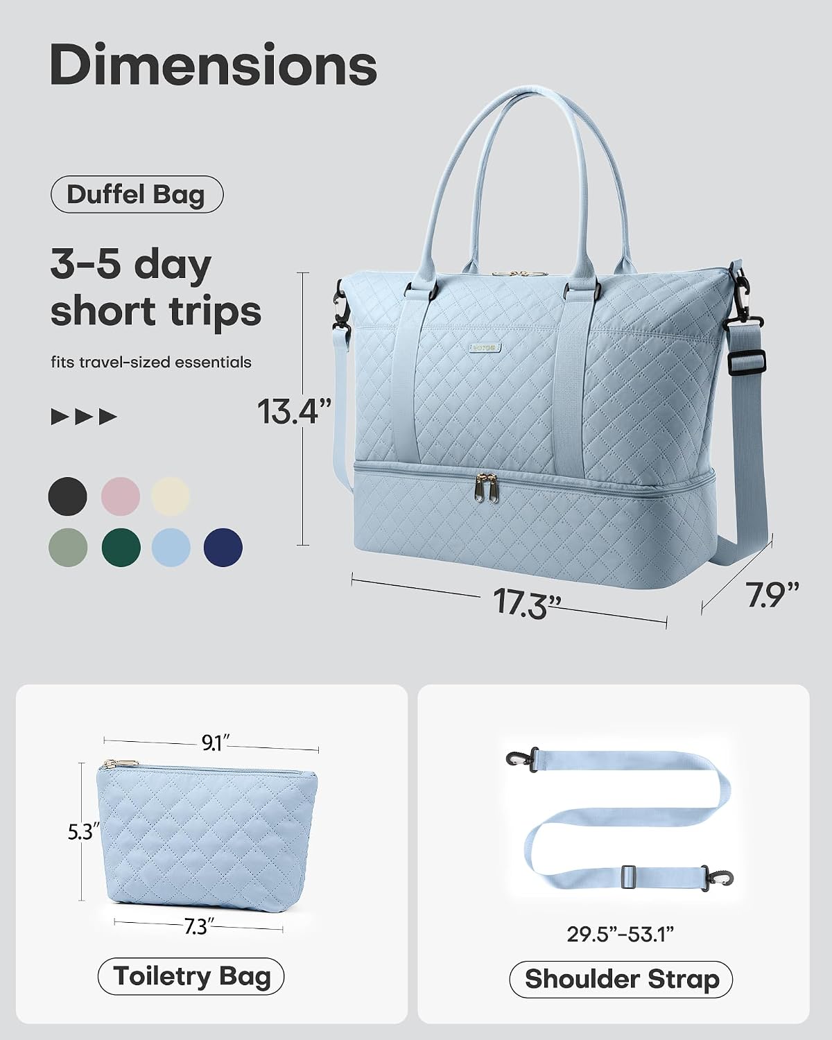 Travel Duffel Bag - Weekender Bags for Women, Carry On Gym Tote Bags