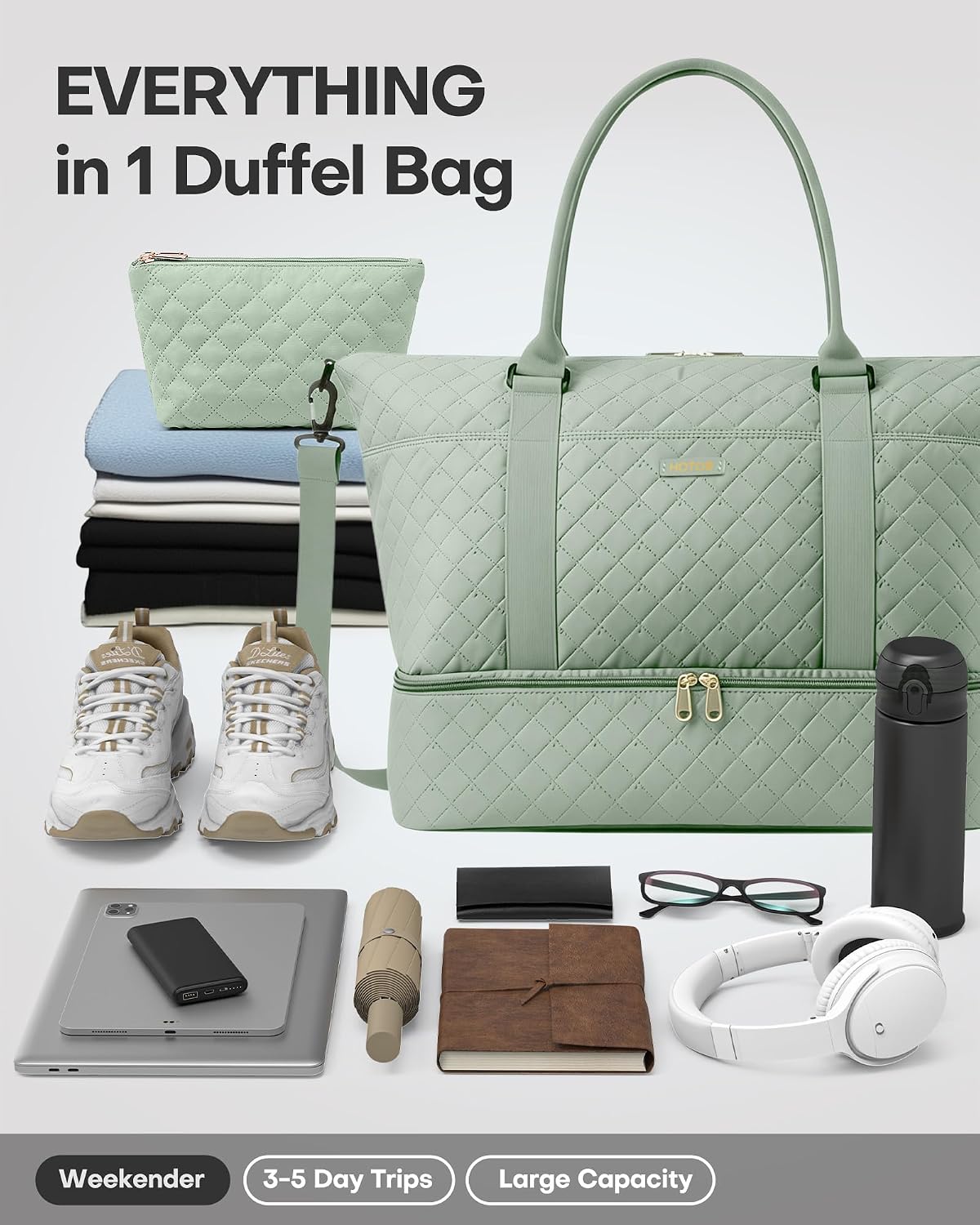 Travel Duffel Bag - Weekender Bags for Women, Carry On Gym Tote Bags