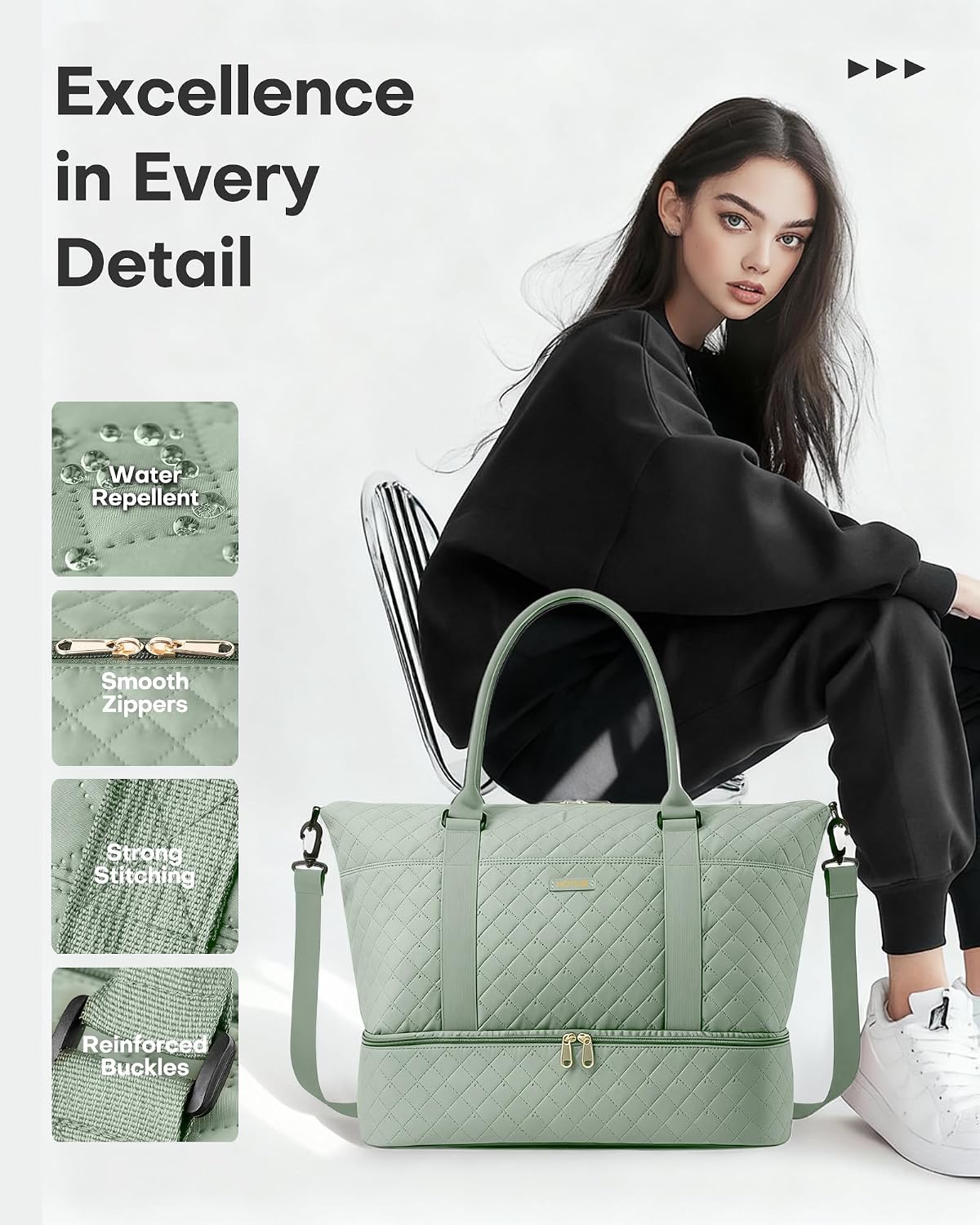 Travel Duffel Bag - Weekender Bags for Women, Carry On Gym Tote Bags