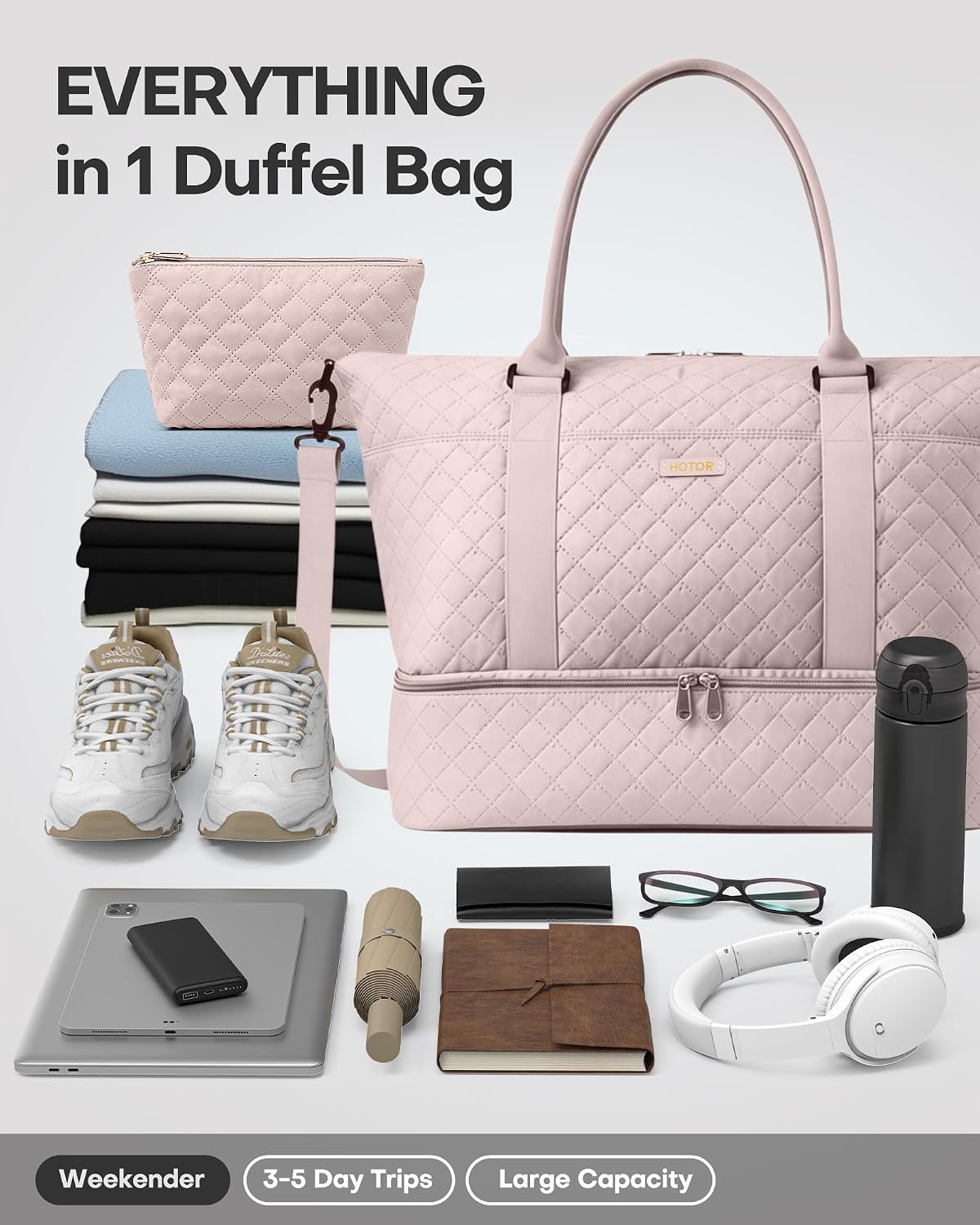 Travel Duffel Bag - Weekender Bags for Women, Carry On Gym Tote Bags
