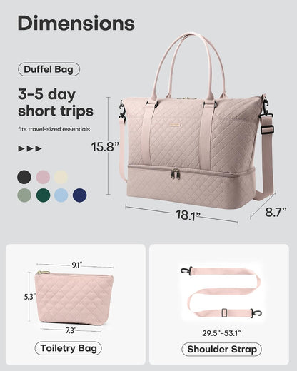 Travel Duffel Bag - Weekender Bags for Women, Carry On Gym Tote Bags