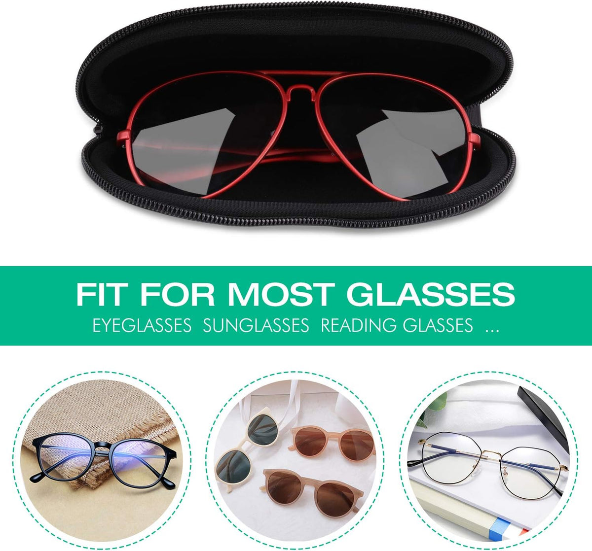 Sunglasses Soft Case Ultra Light Neoprene Zipper Eyeglass Case for Men Women - Colors B