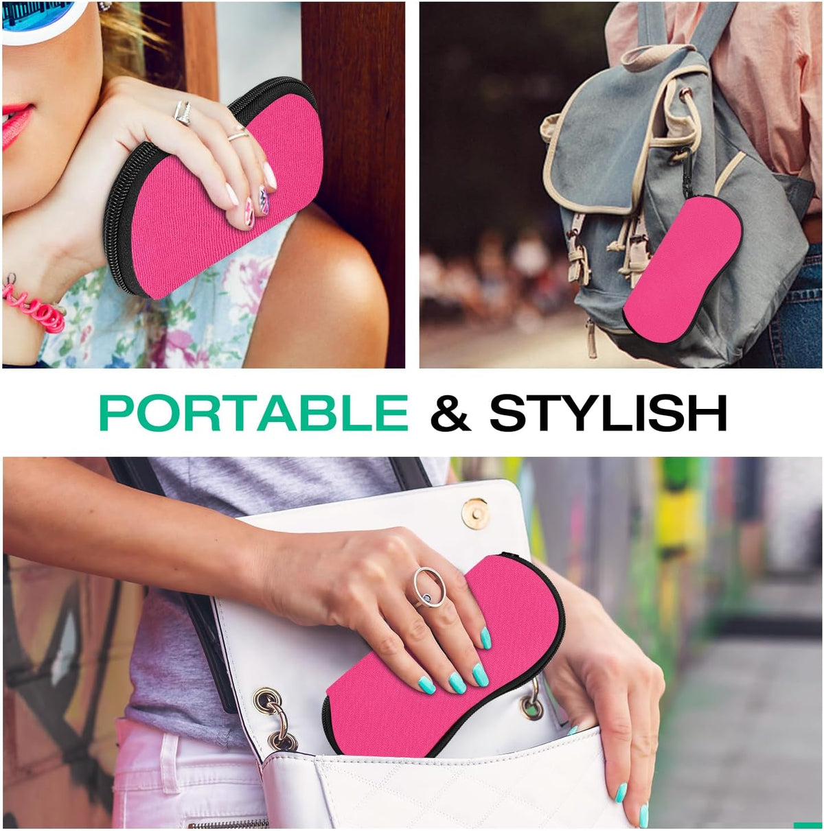 Sunglasses Soft Case Ultra Light Neoprene Zipper Eyeglass Case for Men Women - Colors B