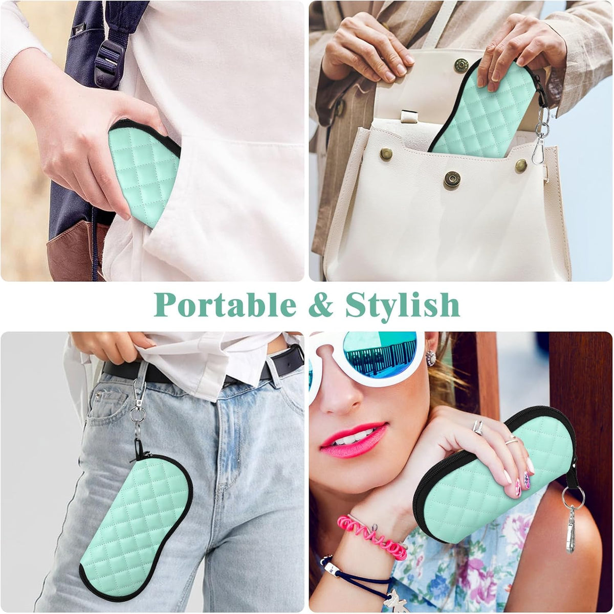 Sunglasses Soft Case Ultra Light Neoprene Zipper Eyeglass Case for Men Women - Colors B