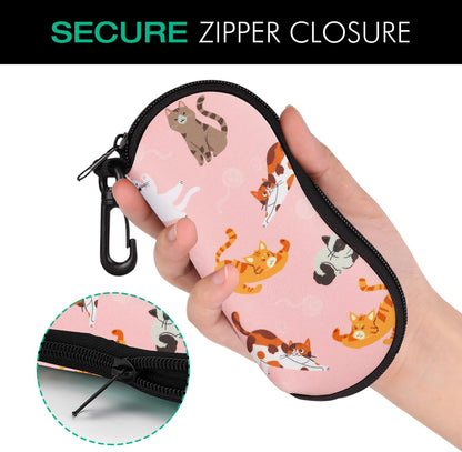 Sunglasses Soft Case Ultra Light Neoprene Zipper Eyeglass Case for Men Women - Colors B