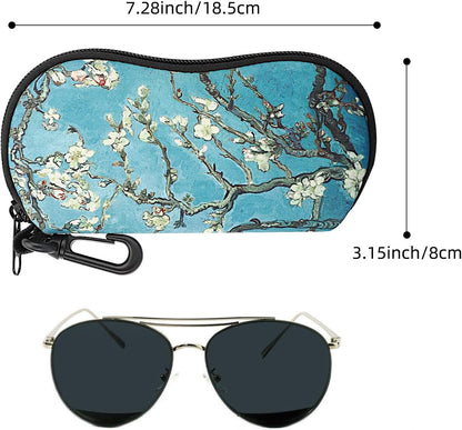 Sunglasses Soft Case Ultra Light Neoprene Zipper Eyeglass Case for Men Women - Colors B