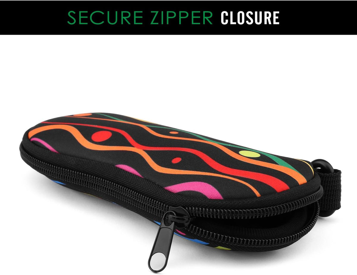 Sunglasses Soft Case Ultra Light Neoprene Zipper Eyeglass Case for Men Women - Colors B
