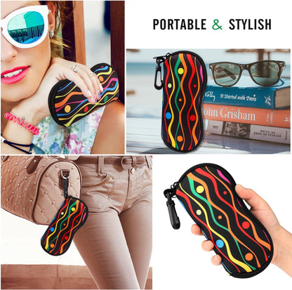Sunglasses Soft Case Ultra Light Neoprene Zipper Eyeglass Case for Men Women - Colors B