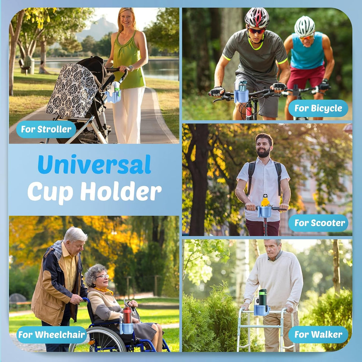 2 Pack Cup Holder for Walker: Stroller Cup Holder with Phone Holder Black