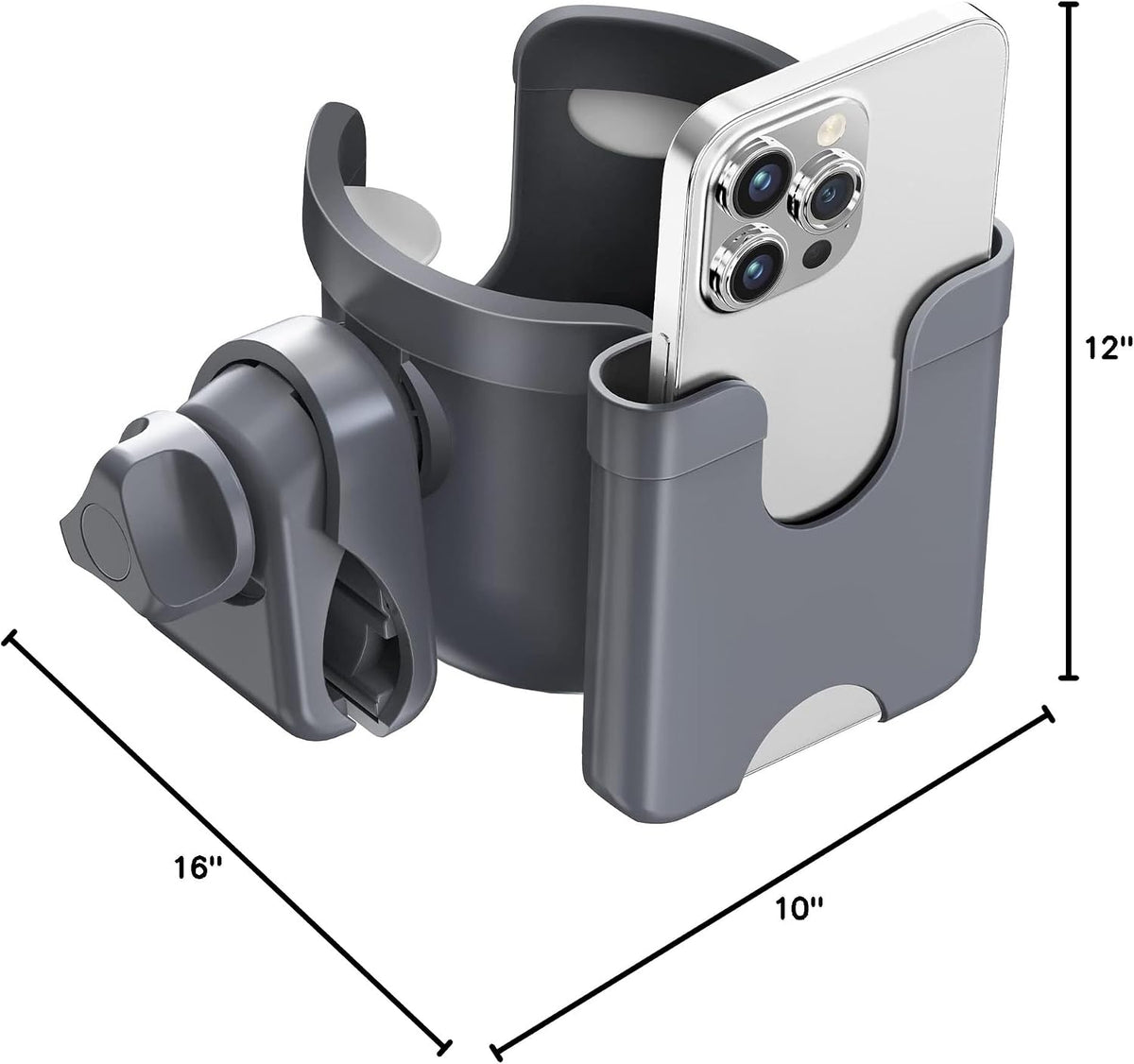 2 Pack Cup Holder for Walker: Stroller Cup Holder with Phone Holder Black