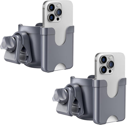2 Pack Cup Holder for Walker: Stroller Cup Holder with Phone Holder Black