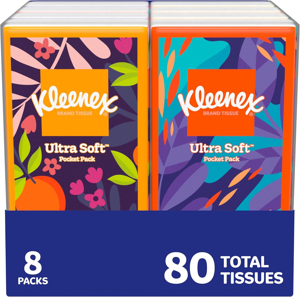 On-The-Go Facial Tissues, 8 Travel Packs, 10 Tissues per Pack