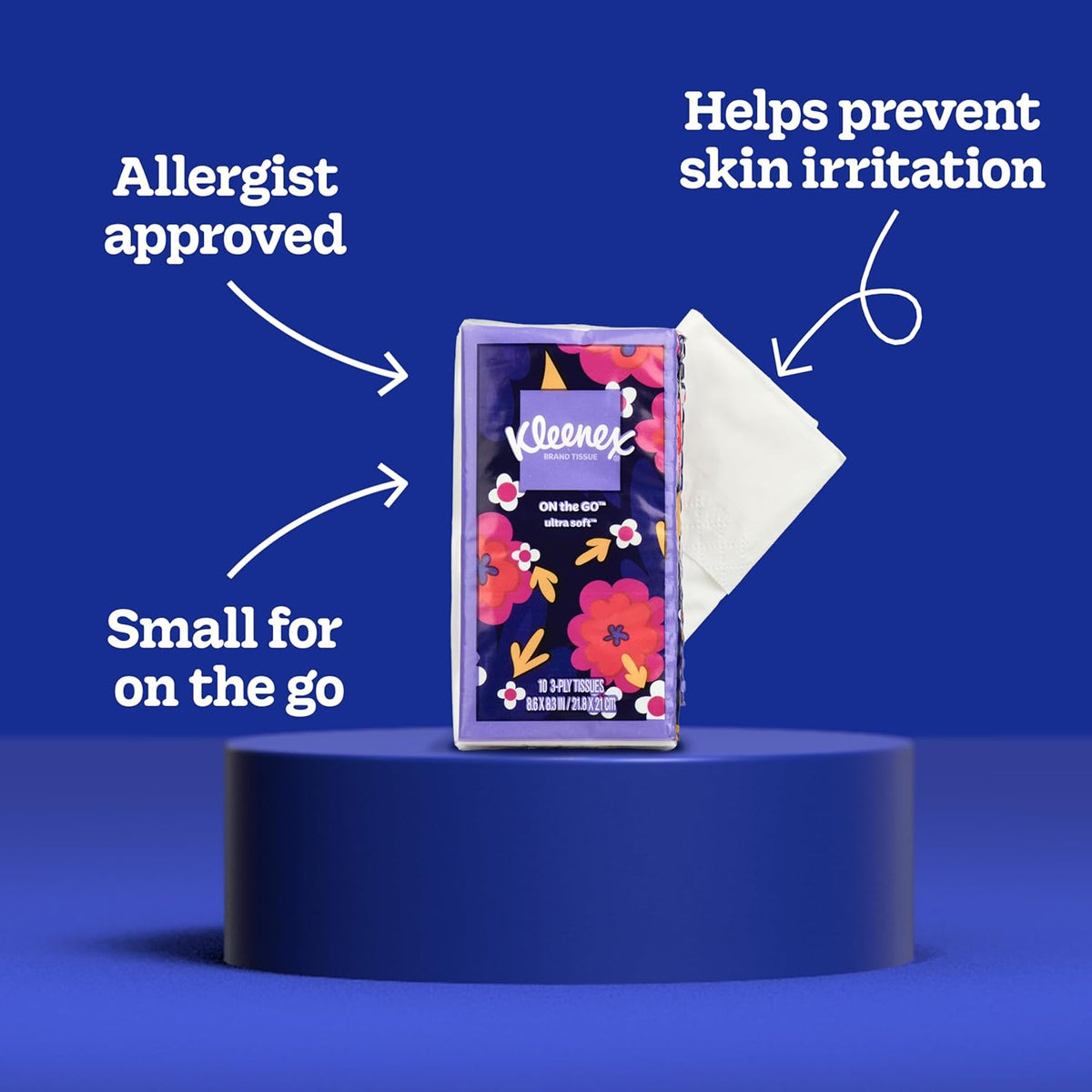 On-The-Go Facial Tissues, 8 Travel Packs, 10 Tissues per Pack
