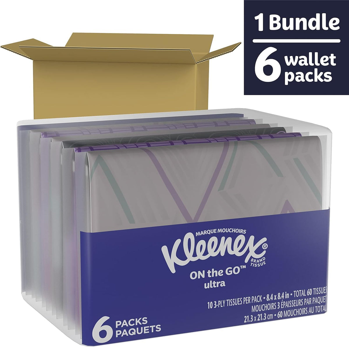 On-The-Go Facial Tissues, 8 Travel Packs, 10 Tissues per Pack