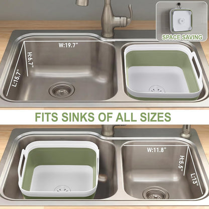 Collapsible Baby Bottle Wash Basin w/Drying Rack & Drain Plug, Gray