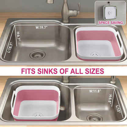Collapsible Baby Bottle Wash Basin w/Drying Rack & Drain Plug, Gray