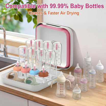 Collapsible Baby Bottle Wash Basin w/Drying Rack & Drain Plug, Gray