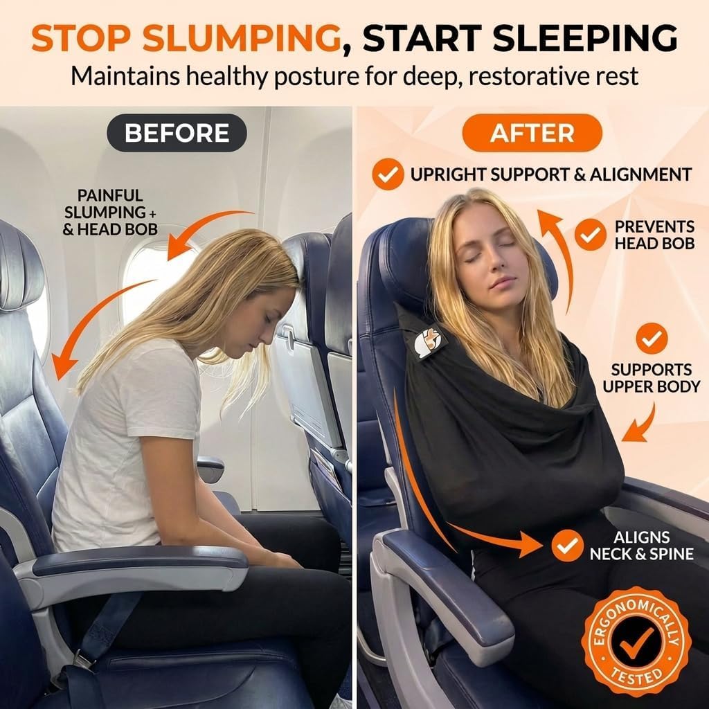 The Slyng-Premium Travel Blanket System – Airplane Sleep Support, Blanket Body Sling for Deep Sleep | Ultra-Soft, Breathable, Compact Carry-On Travel Essential for Long Flights and Car Road Trips