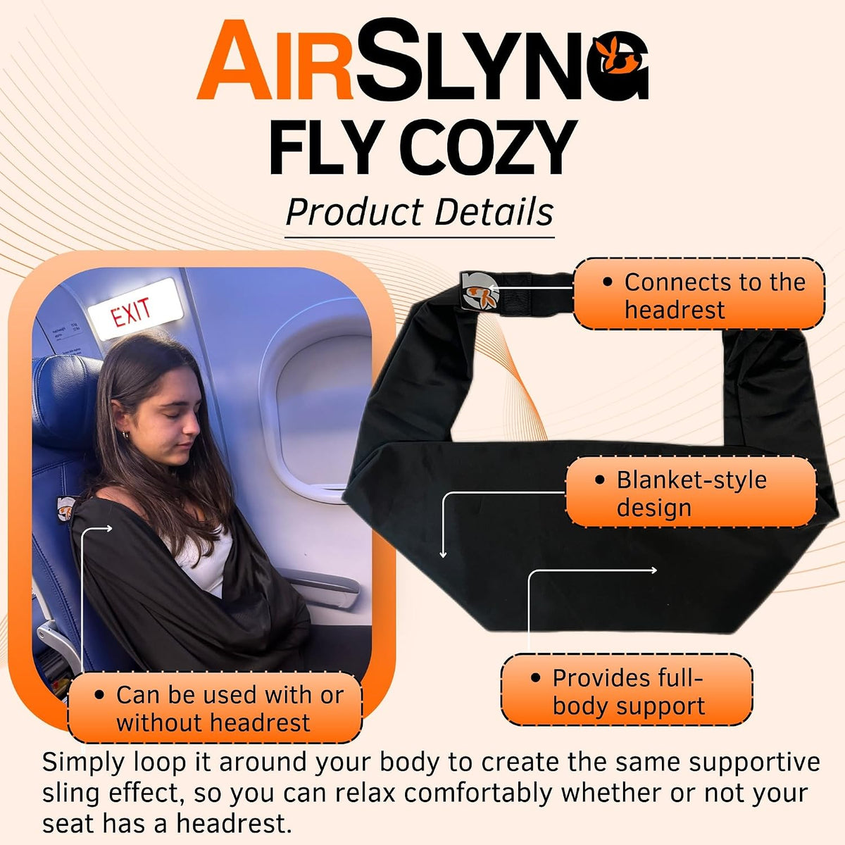 The Slyng-Premium Travel Blanket System – Airplane Sleep Support, Blanket Body Sling for Deep Sleep | Ultra-Soft, Breathable, Compact Carry-On Travel Essential for Long Flights and Car Road Trips