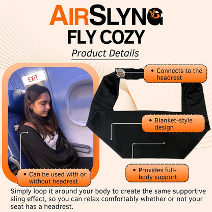 The Slyng-Premium Travel Blanket System – Airplane Sleep Support, Blanket Body Sling for Deep Sleep | Ultra-Soft, Breathable, Compact Carry-On Travel Essential for Long Flights and Car Road Trips