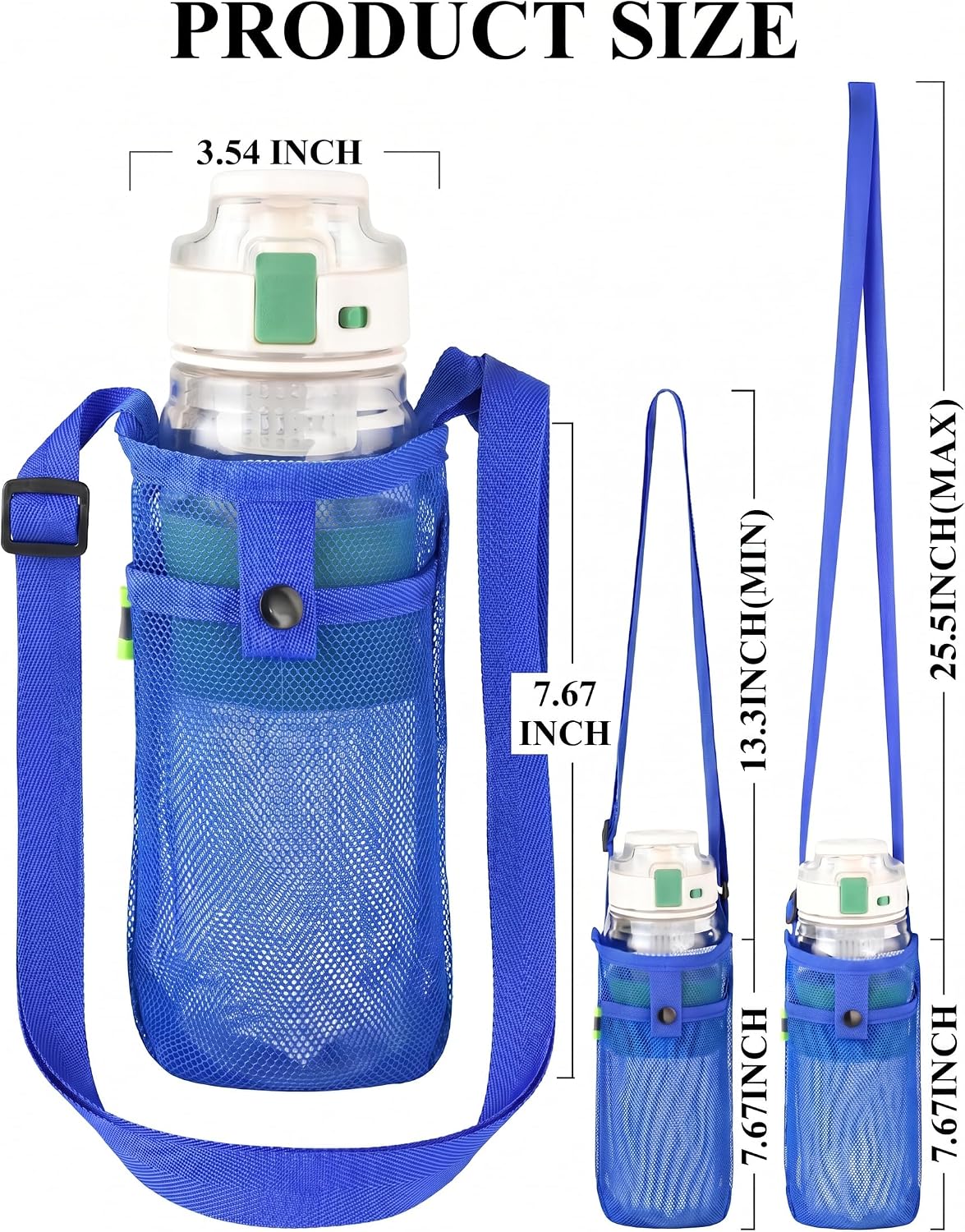 3Pcs Water Bottle Holder with Strap, Mesh Water Bottle Carrier for Walking