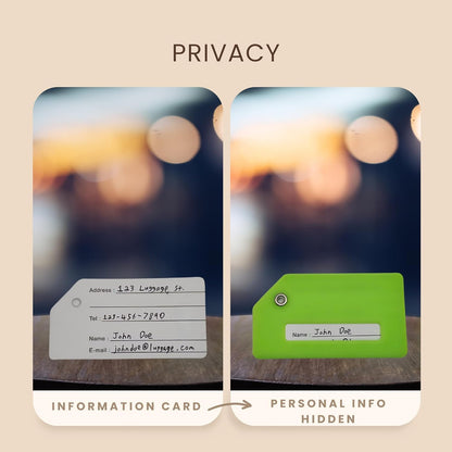 5 Pack Silicone Luggage Tag with Stainless Loop and Name Id Card, Perfect for Suitcases, Handbags and Luggage