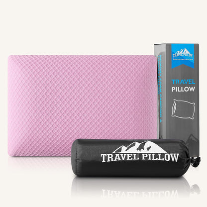 Travel Pillow Memory Foam Pillows, Camping Pillow-Compressible Medium Firm, Breathable Cover, Ideal Backpacking Hiking, Bed Pillows, Airplane and Car (Light Grey, S)