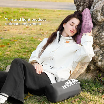 Travel Pillow Memory Foam Pillows, Camping Pillow-Compressible Medium Firm, Breathable Cover, Ideal Backpacking Hiking, Bed Pillows, Airplane and Car (Light Grey, S)