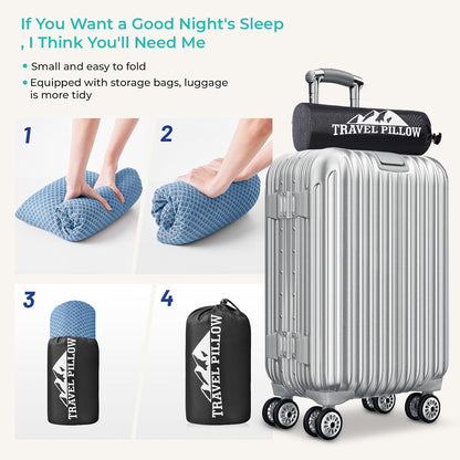 Travel Pillow Memory Foam Pillows, Camping Pillow-Compressible Medium Firm, Breathable Cover, Ideal Backpacking Hiking, Bed Pillows, Airplane and Car (Light Grey, S)